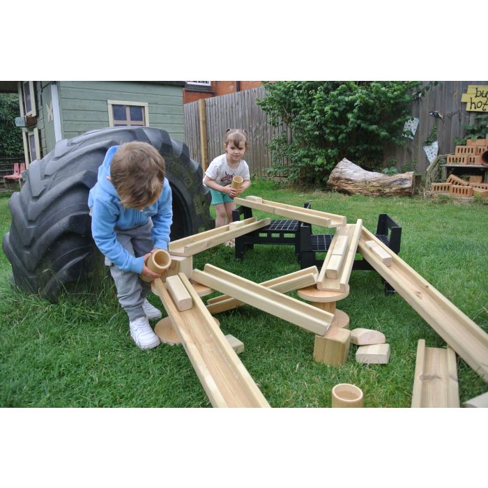 Outdoor Wooden Water Channelling and Blocks