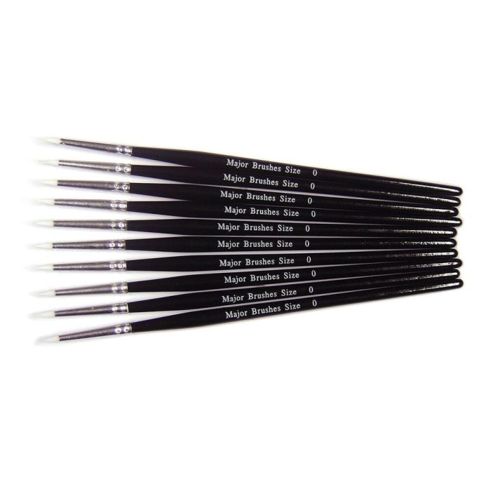 White Synthetic Sable Brushes Size 0 - Pack of 10