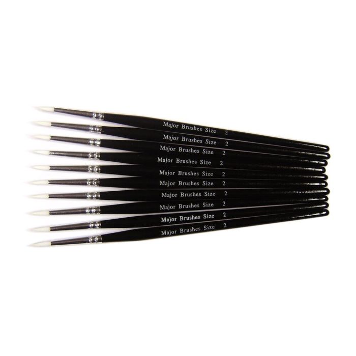 White Synthetic Sable Brushes Size 2 - Pack of 10
