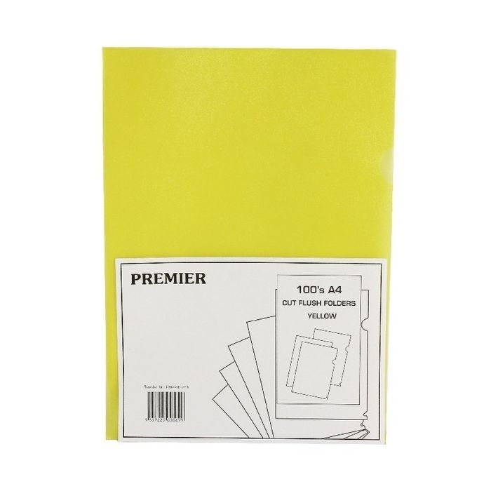 Cut Flush Folders - Yellow - Pack of 100