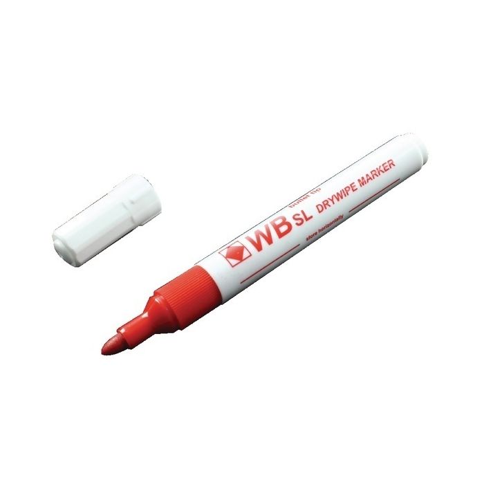 Drywipe Whiteboard Markers Bullet Tip - Red - Pack of 10
