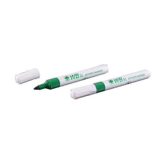 Drywipe Whiteboard Markers Bullet Tip - Green - Pack of 10