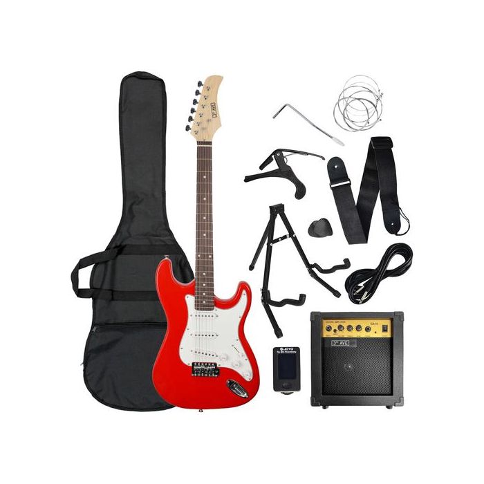 3rd Avenue Rocket Series 4/4 Electric Guitar Pack - Red