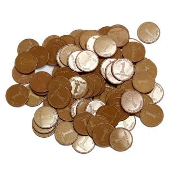 1p Coins Plastic Play Coins - Pack of 100