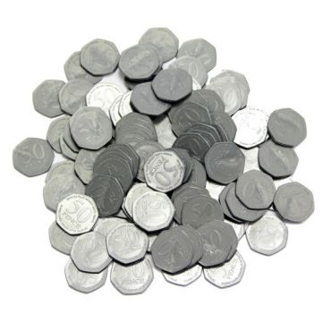 50p Coins Plastic Play Coins - Pack of 100