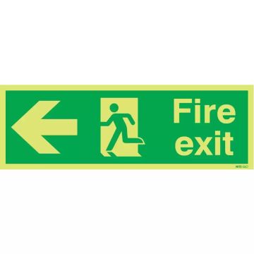 Fire Exit Niteglo Sign Left 150 x 450mm PVC