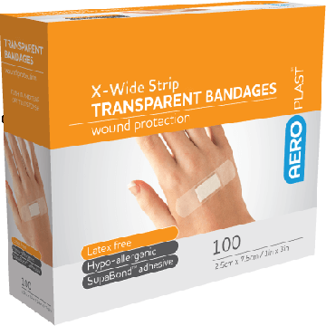 Transparent Plasters 75 x 25mm - Pack of 100