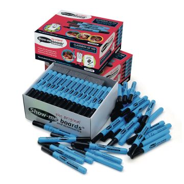 Show-me Whiteboard Marker Pens Black Fine Tip - Pack of 100