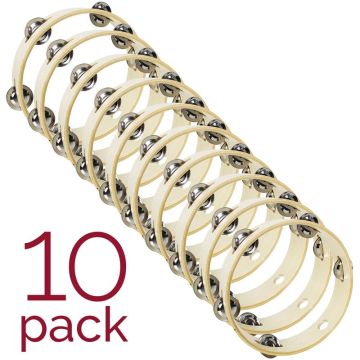 A-Star Pack of 10 Headless Tambourines - 8 inch