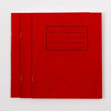 8" x 6.5" Exercise Book 48P 7mm Squared- Red - Pk 100