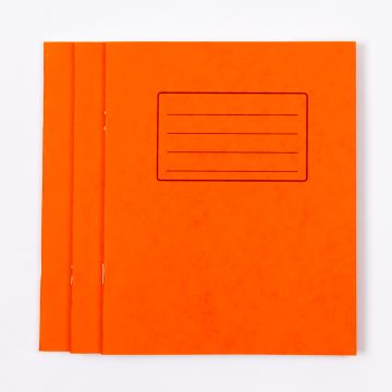 8" x 6.5" Exercise Book 48 Page- 8mm Ruled- Orange- Pk 100