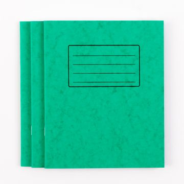 8" x 6.5" Exercise Book 80P- 8mm Ruled/Margin- Green- PK 100