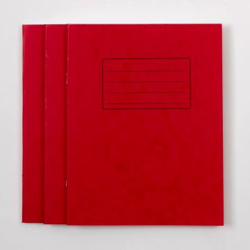 9"x7" Exercise Book 48 Page- 7mm Squared- Red - Pack of 100