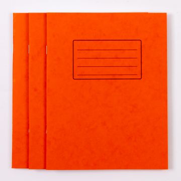 9"x7" Exercise Book 48P- 8mm Ruled/Margin- Orange- Pk 100