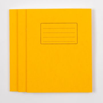 9"x7" Exercise Book 80P- 8mm Ruled/Margin- Yellow- Pk 100