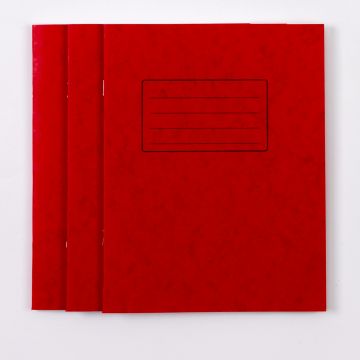 9"x7" Exercise Book 64 Page- Plain- Red - Pack of 100