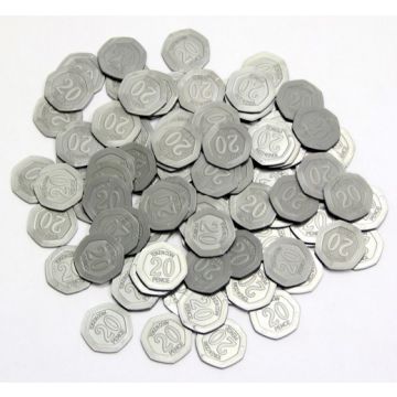 20p Coins Plastic Play Coins - Pack of 100