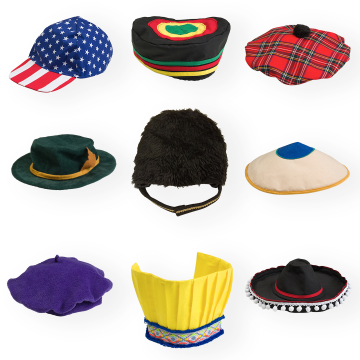 Pretend to Bee Around the World Hats - Pack of 9