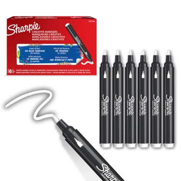 Sharpie Creative Marker - Bullet Tip - White - Pack of 6