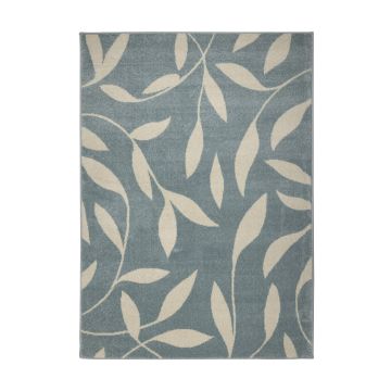 Pastel Leaf Print Rug - Blue - 120 x 170cm