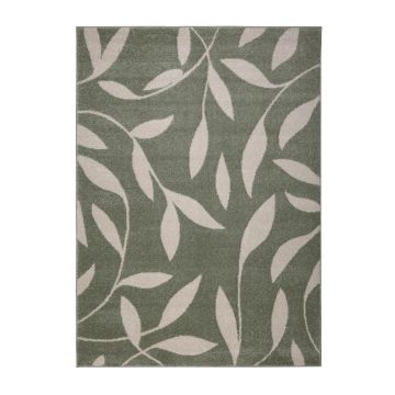 Pastel Leaf Print Rug - Green - 120 x 170cm