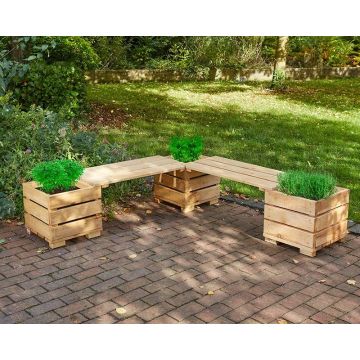 CORNER PLANTER BENCH (3 PLANTERS AND 2 SEATS)