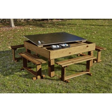 Chalk Table With Lift Lid And Benches