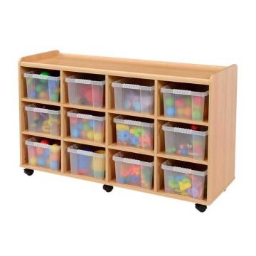 Solid Beech 12 Deep Clear Tray Storage Unit