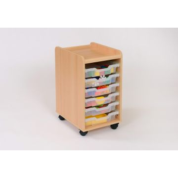 Solid Beech 6 Shallow Clear Tray Storage Unit