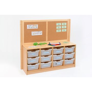 RS 4 Bay A4 8 Deep/8 Shallow Clear Tray Unit With Cork/Drywipe Board