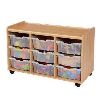 Solid Beech 9 Deep Clear Tray Storage Unit