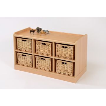 Willow Basket Wooden Storage 6 Willow Baskets 61 x 101.5 x 46cm