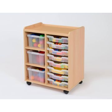 Solid Beech 3 Deep/8 Shallow Unit Clear