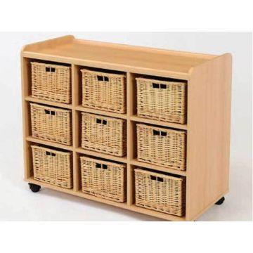 Willow Basket Wooden Storage 9 Willow Baskets 84 x 101.5 x 46cm