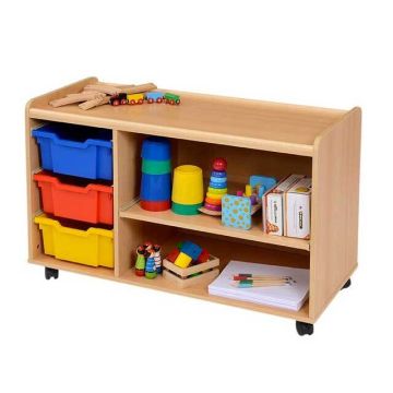 Solid Beech 3 Deep Coloured Tray/Shelf Storage Unit