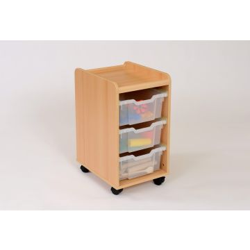 Solid Beech 3 Deep Clear Tray Storage Unit