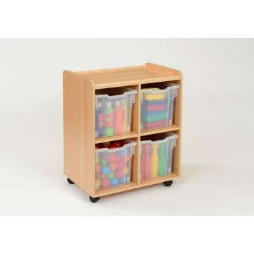 Solid Beech 4 Jumbo Clear Tray Storage Unit