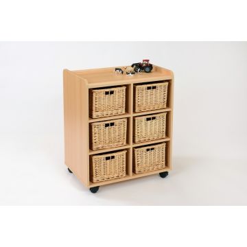 Willow Basket Wooden Storage 6 Willow Baskets 84 x 69.5 x 46cm