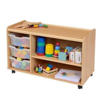 Solid Beech 3 Deep Clear Tray/Shelf Storage Unit