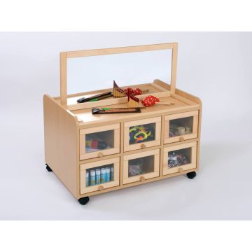 Solid Beech Double-sided Storage Units with Mirror and Doors