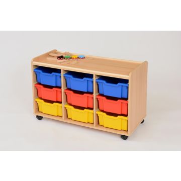 Solid Beech 9 Deep Coloured Tray Storage Unit
