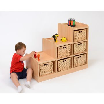 Willow Basket Wooden Storage 6 Willow Baskets 91.5 x 101.5 x 46cm