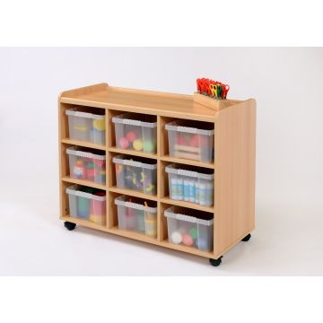 Solid Beech 9 Deep Clear Tray Storage Unit