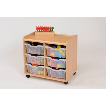 Solid Beech 6 Deep Clear Tray Storage Unit
