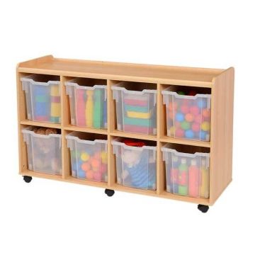 Solid Beech 8 Jumbo Clear Tray Storage Unit