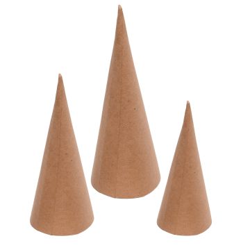 Papier-Mache Cones - 8 - 10 & 12 cm - Pack of 30