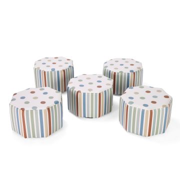 Hexagonal Spot & Stripe Pouffes - Pack of 5