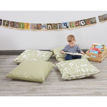 Wipeable Vinyl Woodland Floor Cushions (4Pk)