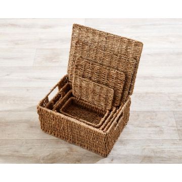 Storage Baskets with Lids 4Pk