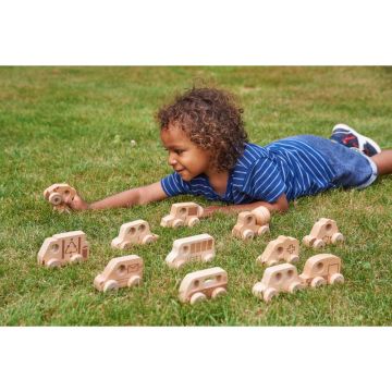 Natural Wooden Vehicles Set 12Pk